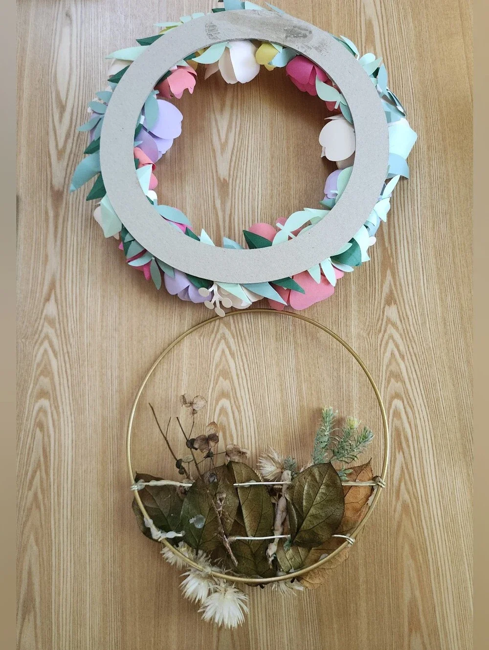 Lot Of 2 Homemade Floral Wreaths